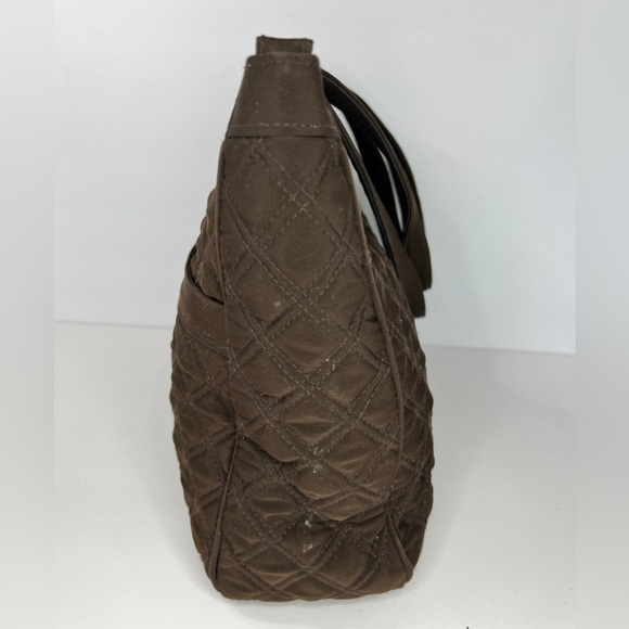 Vera Bradley Espresso Brown Quilted Cotton Laptop Bag Carry On Satchel Tote - Picture 6 of 12
